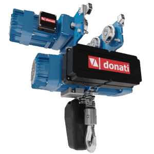 Donati DMK tolley mounted electric chain hoist blue