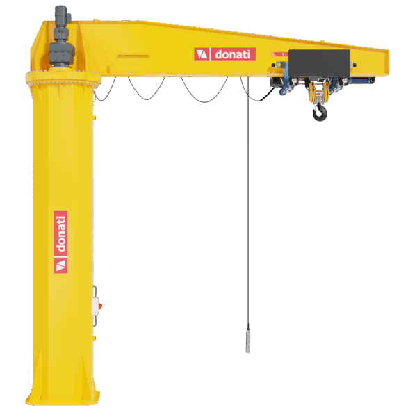 Donati GBR Series Electrically Rotated Column Jib Crane Yellow with hoist