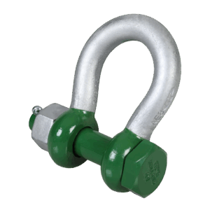 Green Pin Polar® Bow Shackle with Safety Nut and Bolt Pin – GPPOL, Grade 8 Alloy Steel Arctic Temperature Lifting Shackle