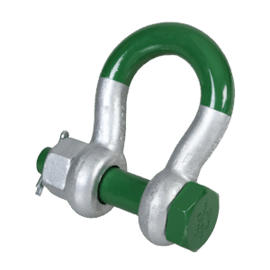 Green Pin Super® Bow Shackle with Safety Nut and Bolt Pin – GPSUP, Grade 8 Alloy Steel Heavy-Duty Lifting Shackle