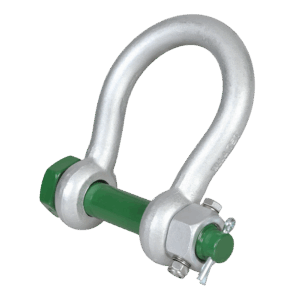 Green Pin® Wide Mouth Bow Shackle with Fixed Nut Safety Pin – GPWMFN, Grade 8 Alloy Steel Galvanised High-Vibration Lifting Shackle