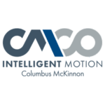 Columbus McKinnon lifting and handling technologies logo blue and grey