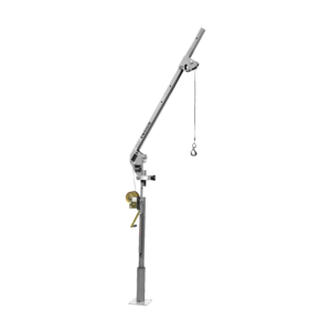 Thern Portable Galvanised Lifting Davit Crane Ensign 5PA5G-M1+ with Spur Gear Manual Winch and Base - up to 226kg WLL